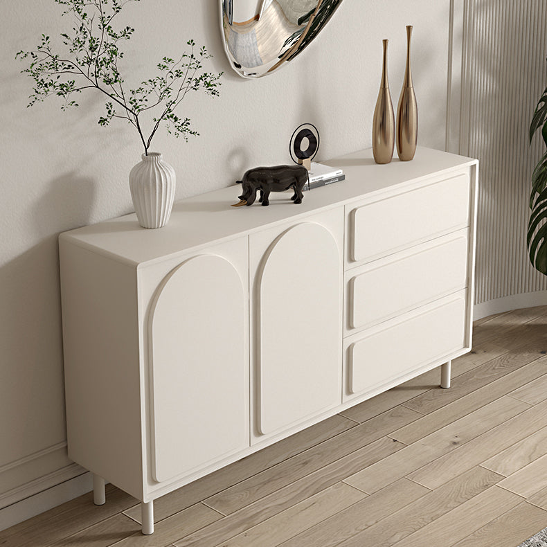 Contemporary Dining Server White Engineered Wood Sideboard Table