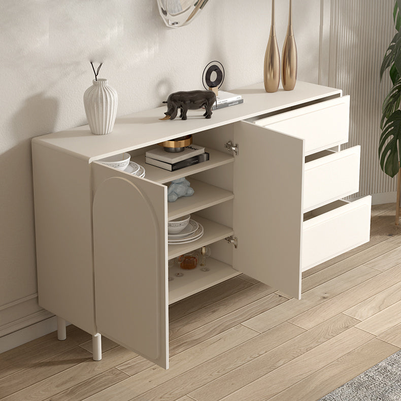 Contemporary Dining Server White Engineered Wood Sideboard Table