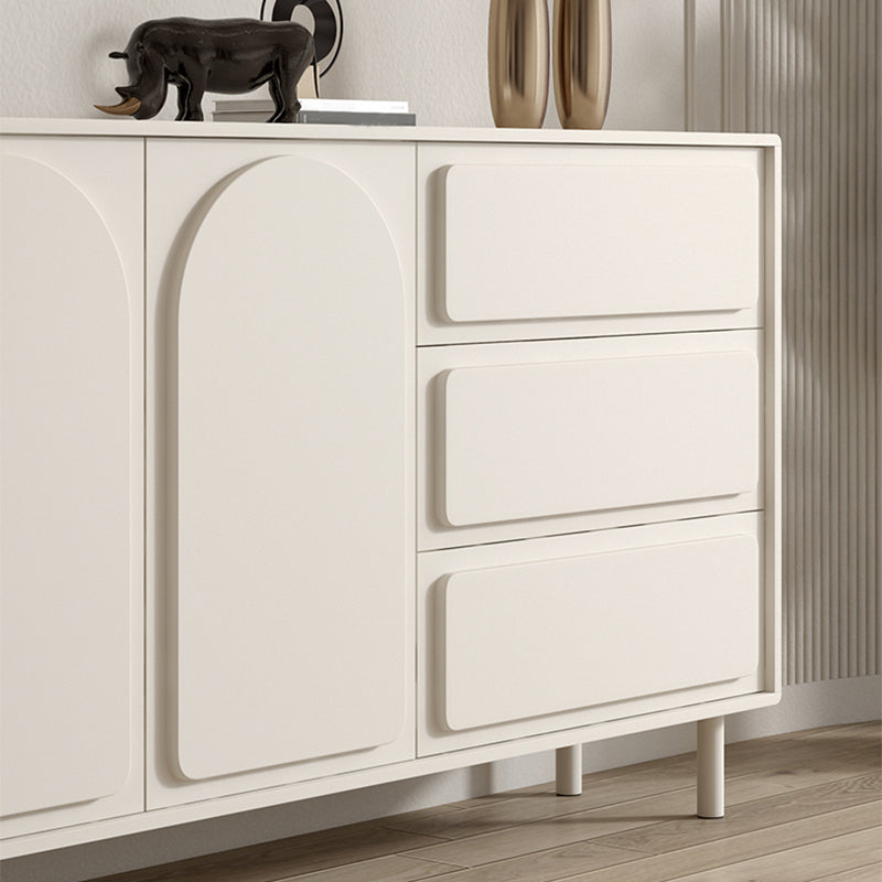 Contemporary Dining Server White Engineered Wood Sideboard Table