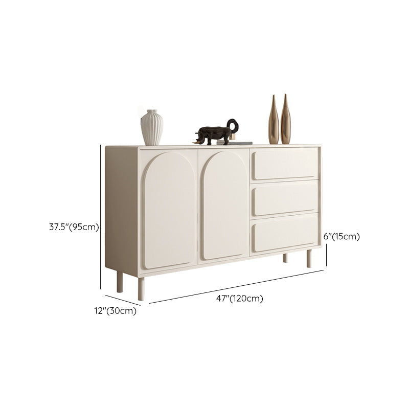 Contemporary Dining Server White Engineered Wood Sideboard Table