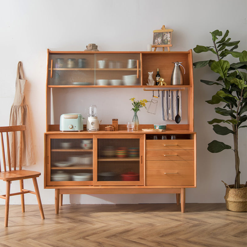 Modern Solid Wood Sideboard Buffet 3-drawer Dining Server for Home