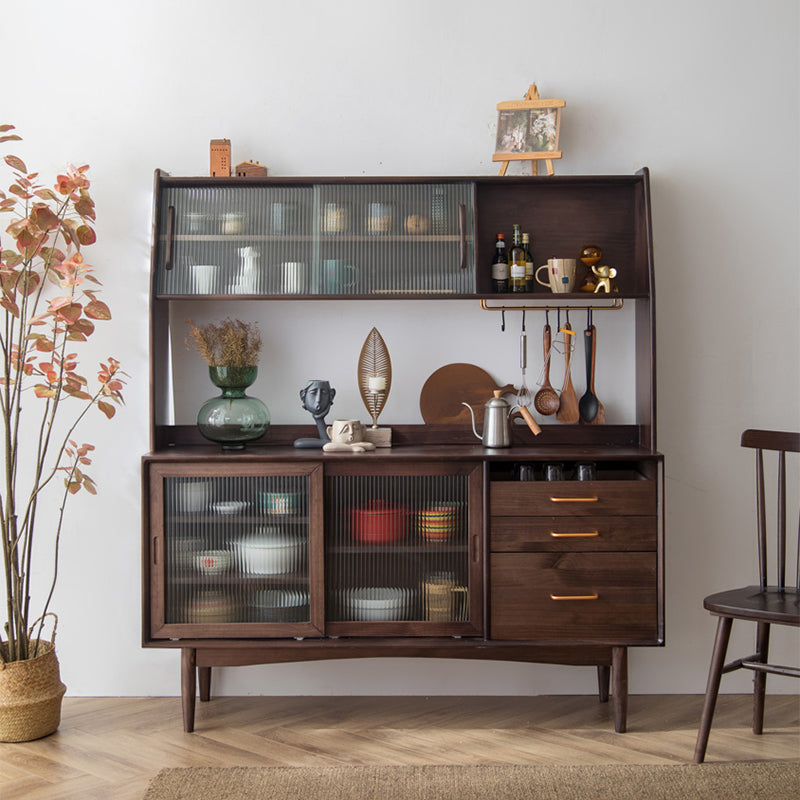 Modern Solid Wood Sideboard Buffet 3-drawer Dining Server for Home