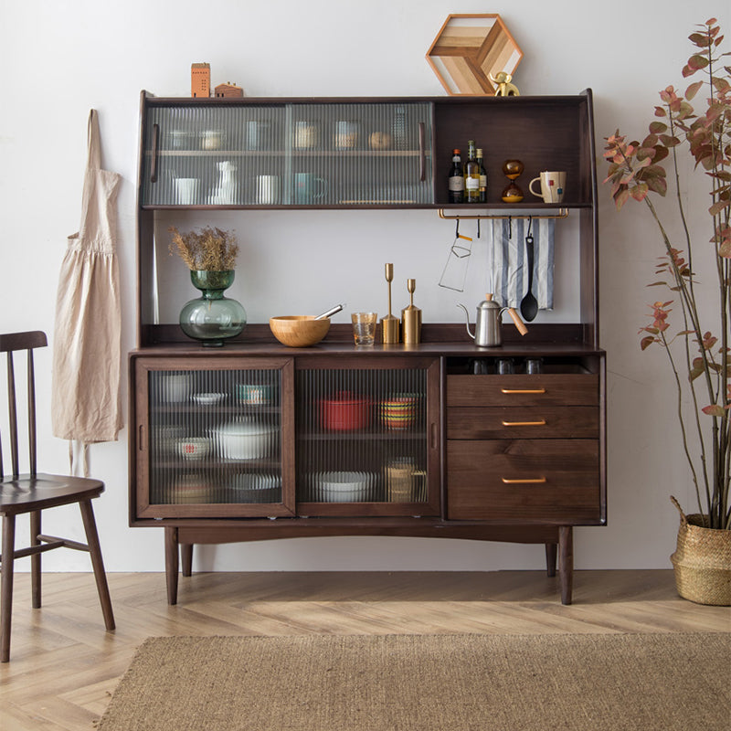 Modern Solid Wood Sideboard Buffet 3-drawer Dining Server for Home