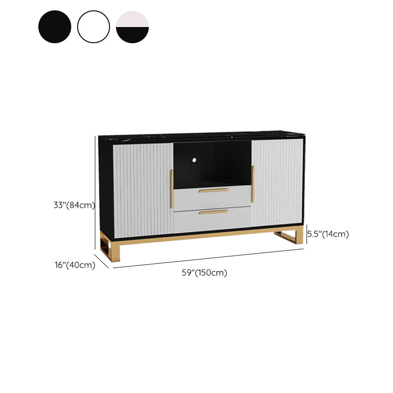 2-Door Sideboard Cabinet with Drawers Glam Buffet Sideboard for Home