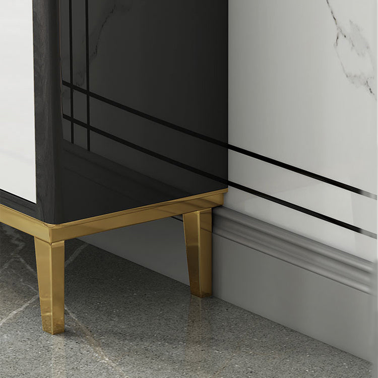 Glam Sideboard Table with Drawers Stone and Wood Dining Server