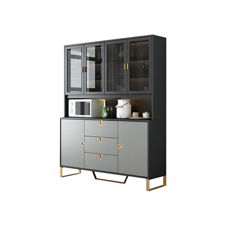 Modern Sideboard Buffet with Glass Doors Engineered Wood Buffet Server