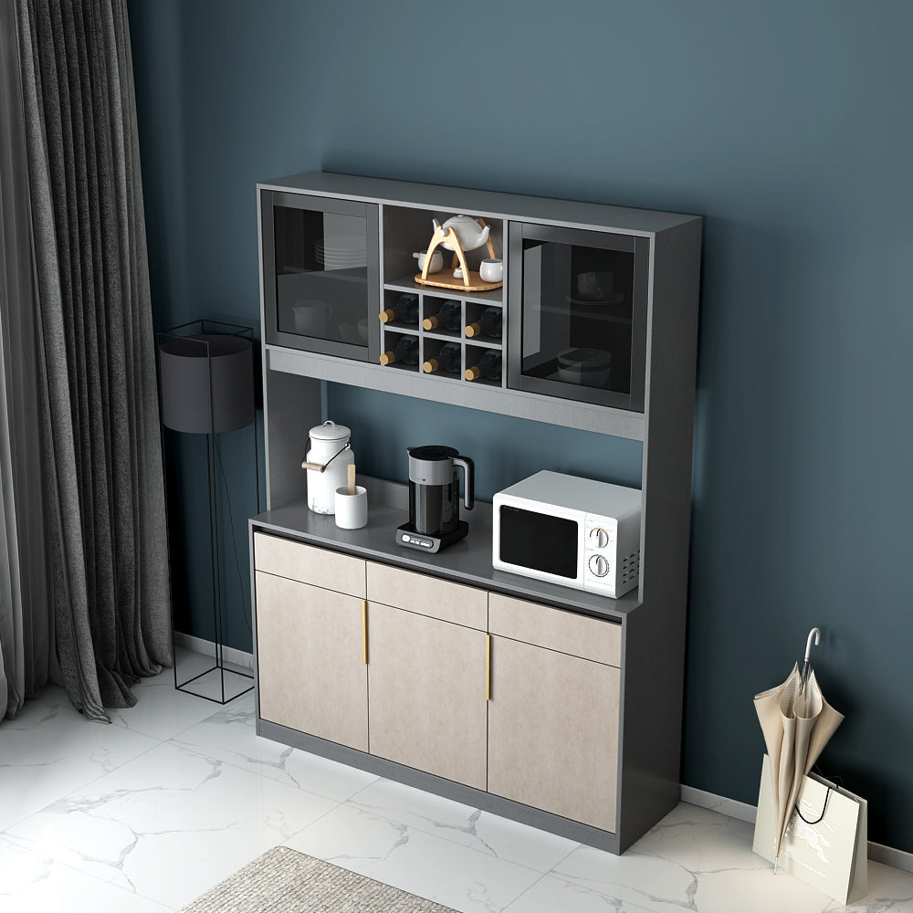 Modern Sideboard Buffet with Glass Doors Engineered Wood Buffet Server