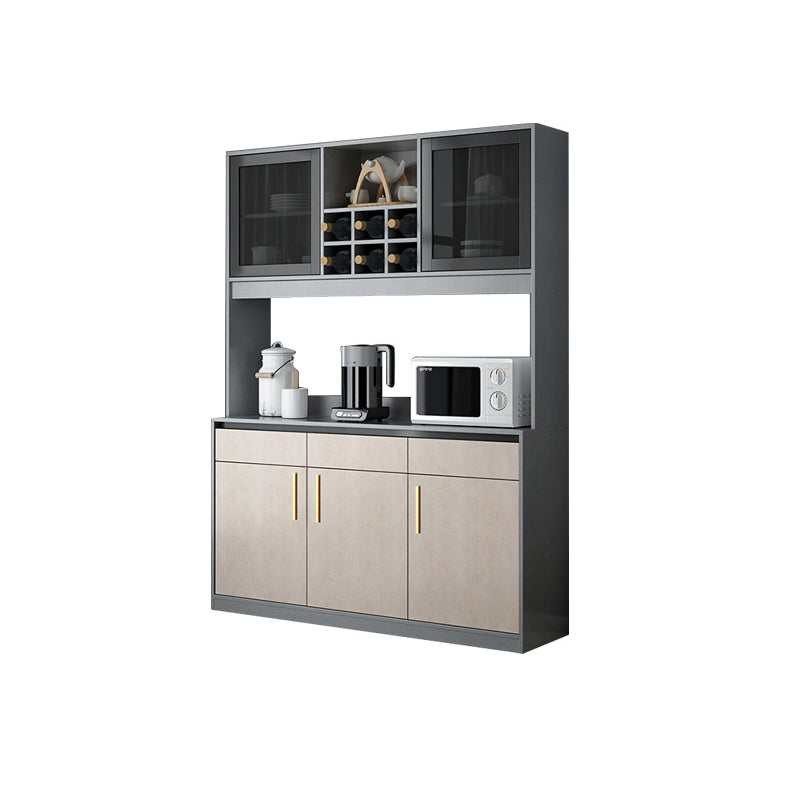 Modern Sideboard Buffet with Glass Doors Engineered Wood Buffet Server