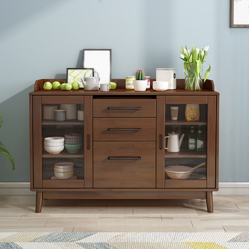 Contemporary Sideboard Buffet Rubberwood Solid Wood Dining Server