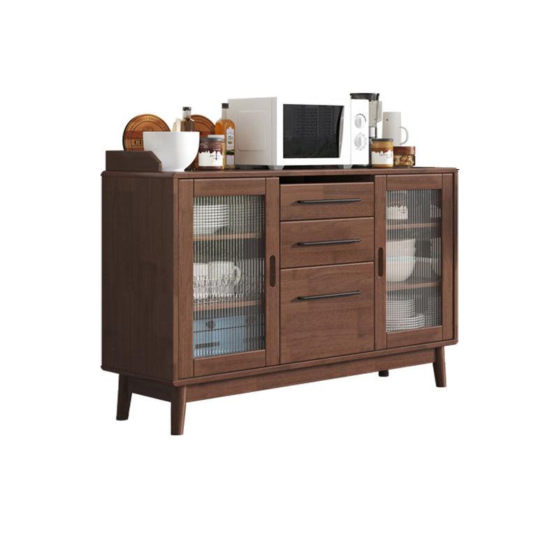 Contemporary Sideboard Buffet Rubberwood Solid Wood Dining Server