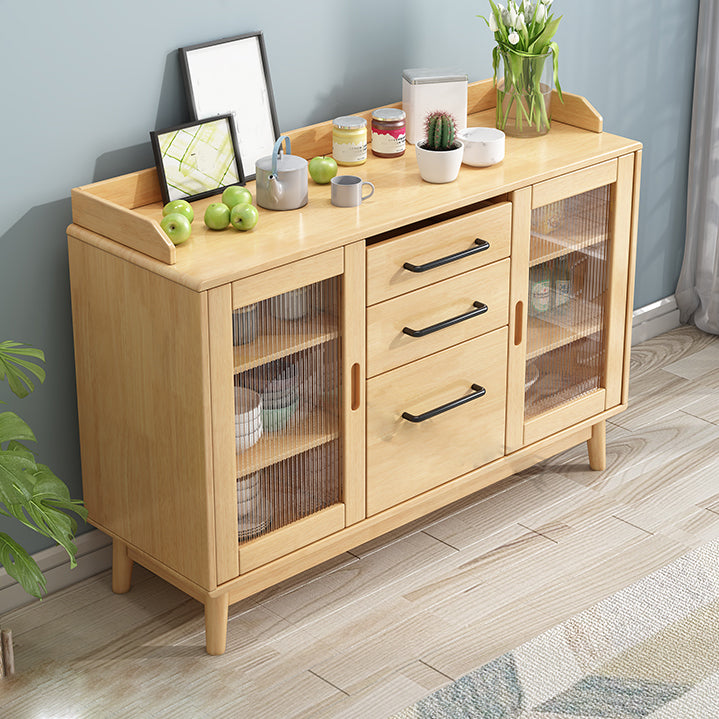 Contemporary Sideboard Buffet Rubberwood Solid Wood Dining Server