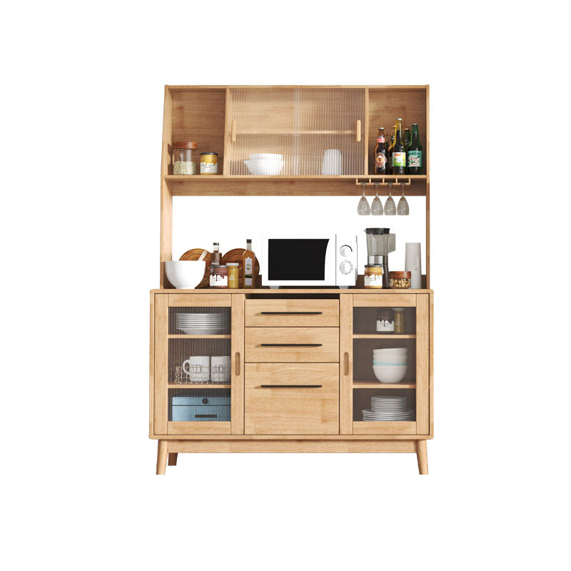 Contemporary Sideboard Buffet Rubberwood Solid Wood Dining Server