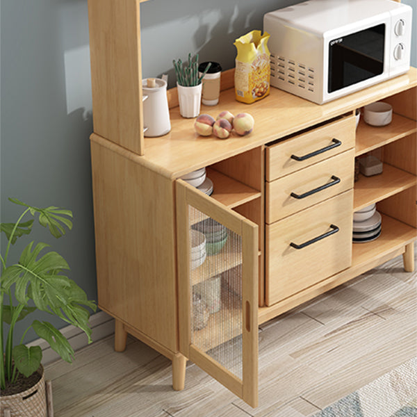 Contemporary Sideboard Buffet Rubberwood Solid Wood Dining Server