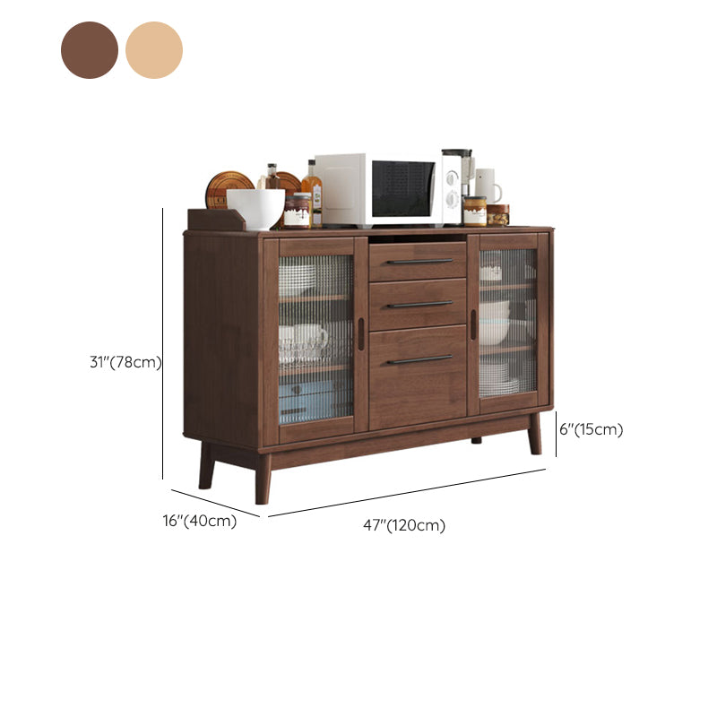 Contemporary Sideboard Buffet Rubberwood Solid Wood Dining Server