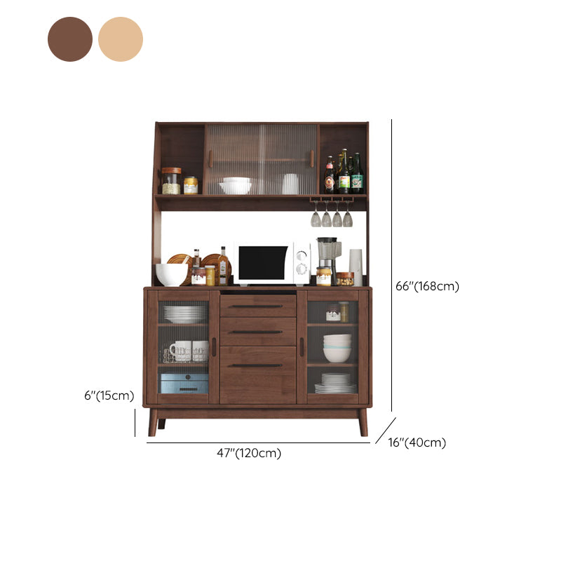 Contemporary Sideboard Buffet Rubberwood Solid Wood Dining Server