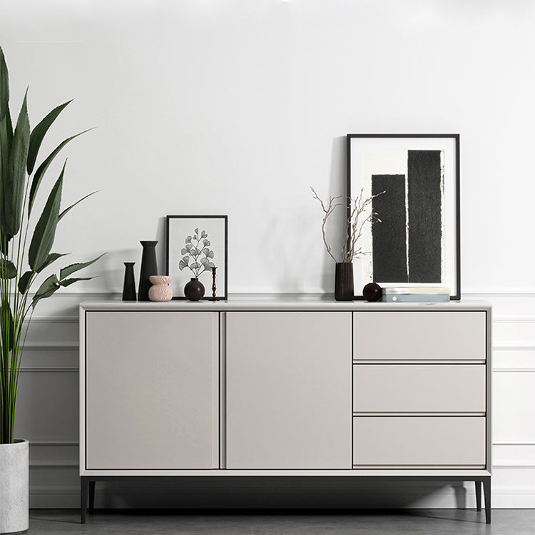 Modern Buffet Sideboard with Drawers Stone and Wood Buffet Server