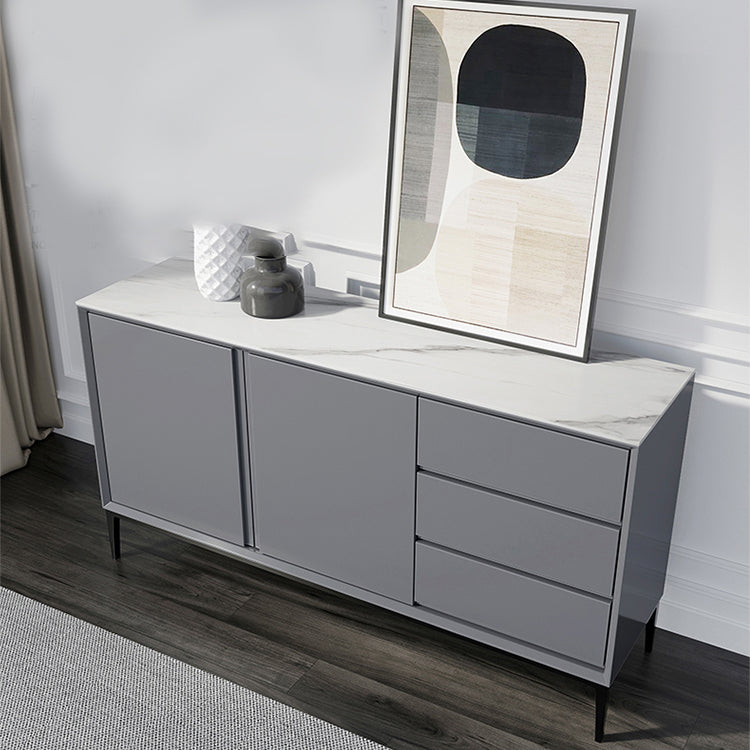 Modern Buffet Sideboard with Drawers Stone and Wood Buffet Server