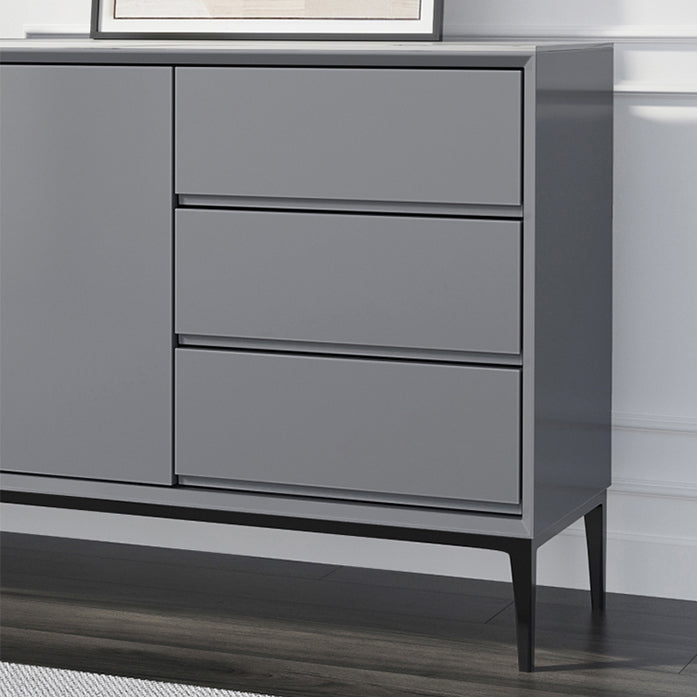 Modern Buffet Sideboard with Drawers Stone and Wood Buffet Server