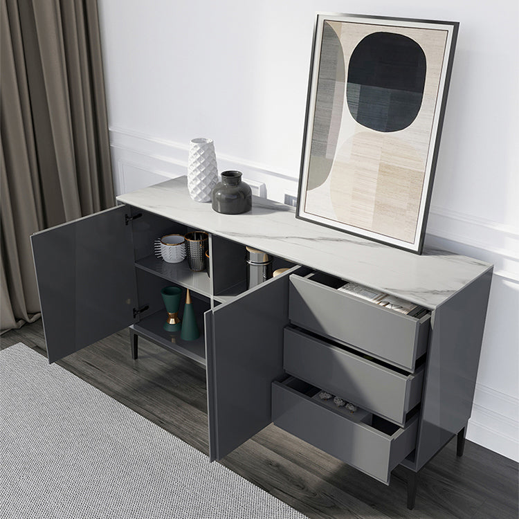 Modern Buffet Sideboard with Drawers Stone and Wood Buffet Server