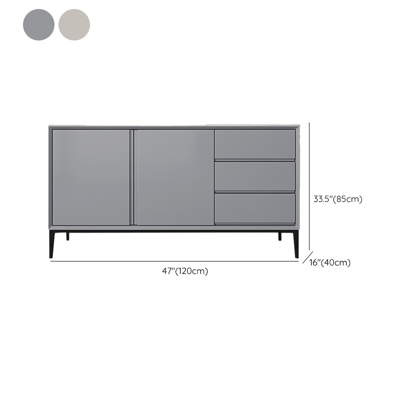 Modern Buffet Sideboard with Drawers Stone and Wood Buffet Server