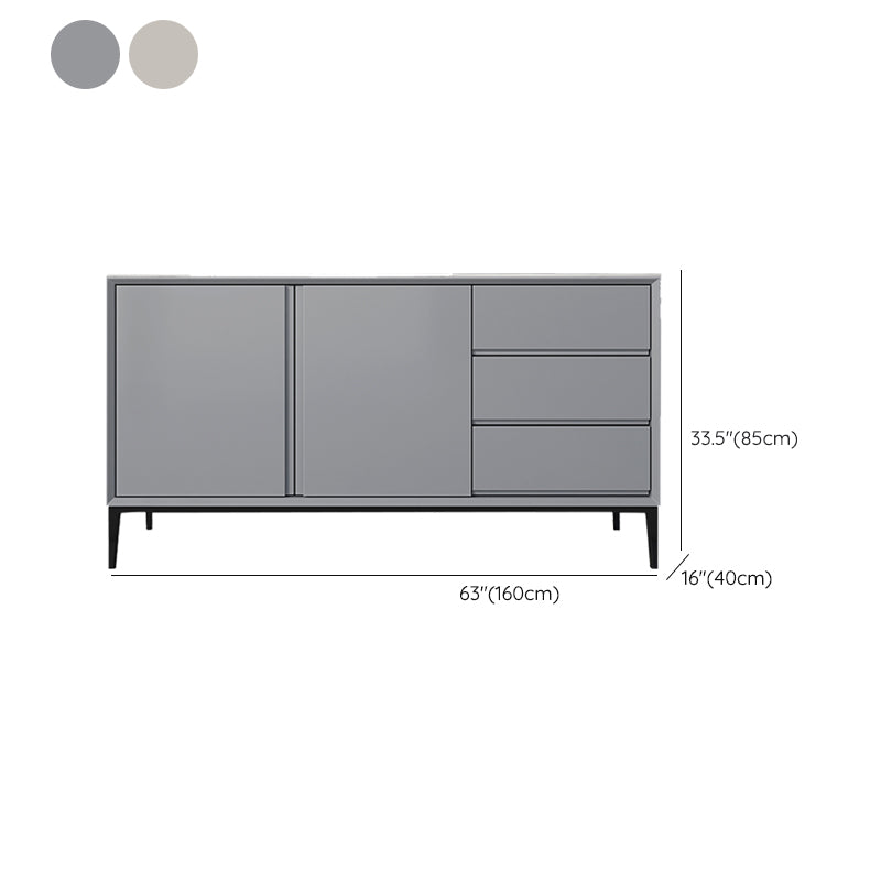 Modern Buffet Sideboard with Drawers Stone and Wood Buffet Server