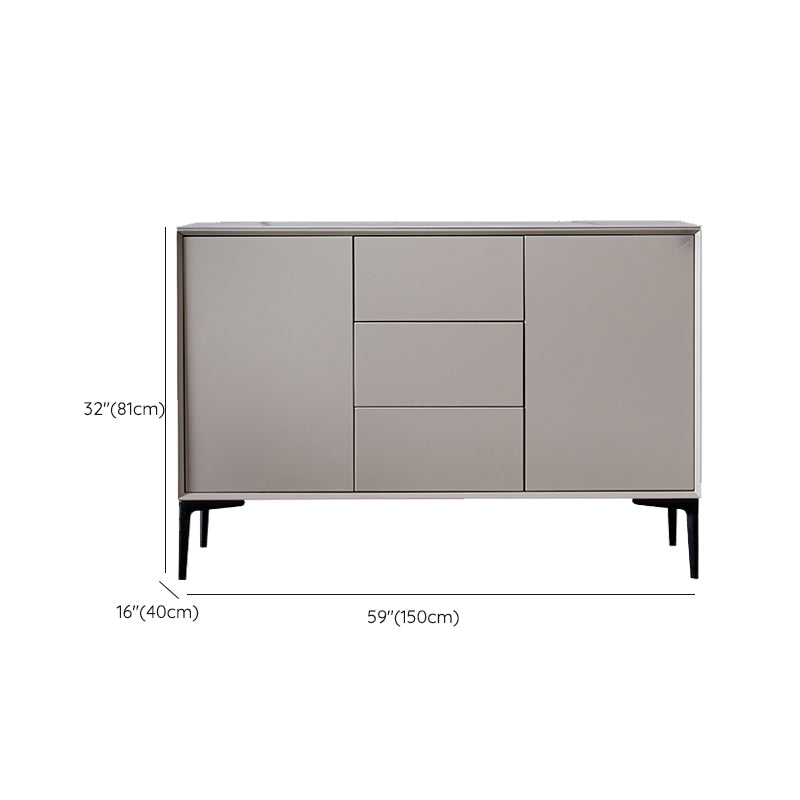 Contemporary Buffet Server with Drawers Stone and Wood Dining Server