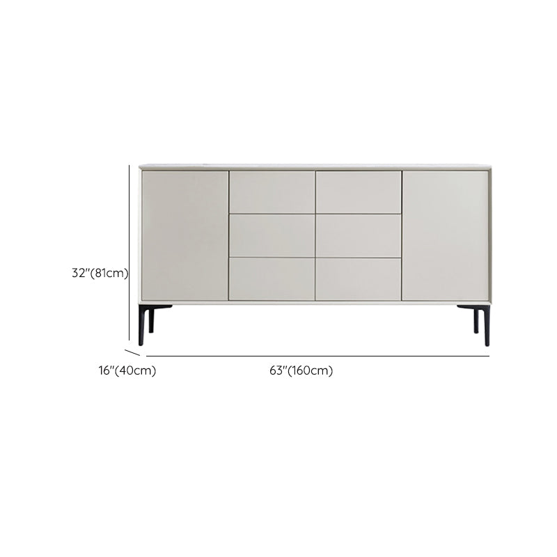 Contemporary Buffet Server with Drawers Stone and Wood Dining Server