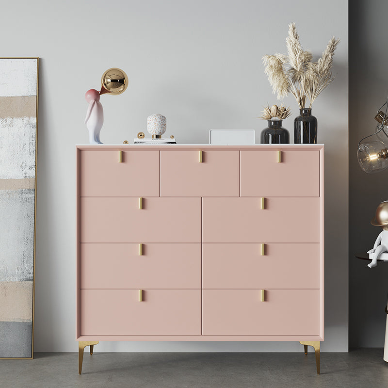 Pink Solid Wood Sideboard Table Modern Dining Server with Drawers