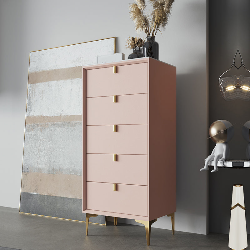 Pink Solid Wood Sideboard Table Modern Dining Server with Drawers