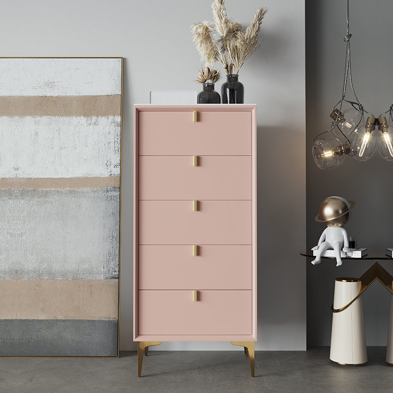 Pink Solid Wood Sideboard Table Modern Dining Server with Drawers