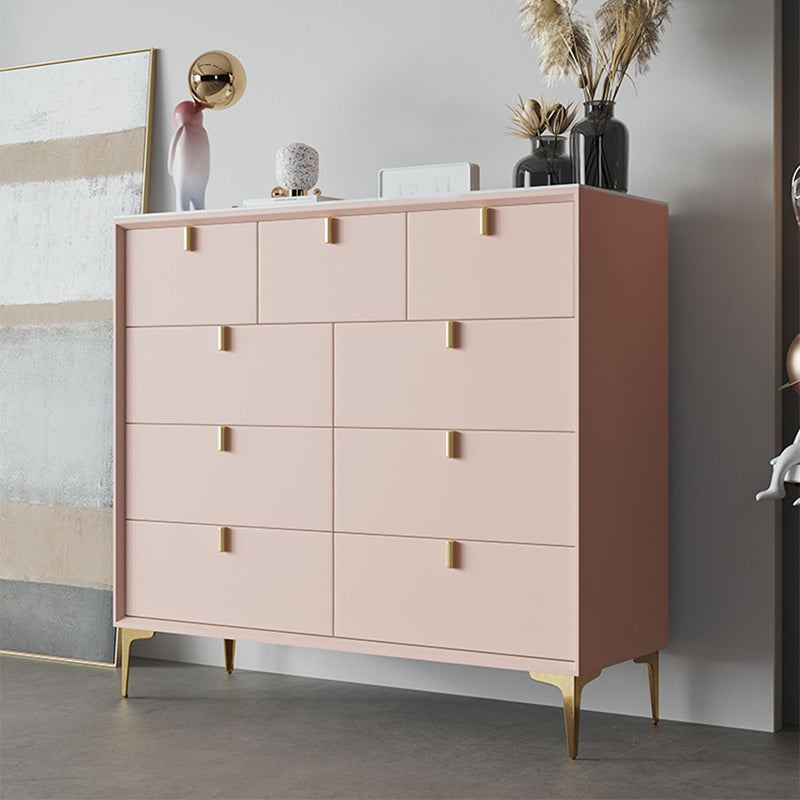 Pink Solid Wood Sideboard Table Modern Dining Server with Drawers