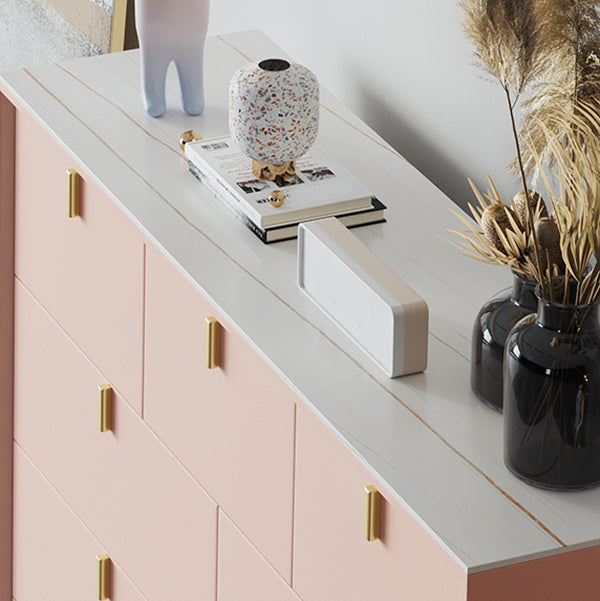 Pink Solid Wood Sideboard Table Modern Dining Server with Drawers