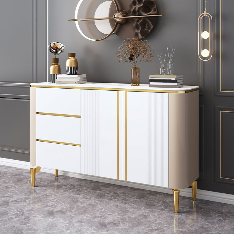 Stone and Wood Sideboard Cabinet with Drawers Glam Sideboard Buffet