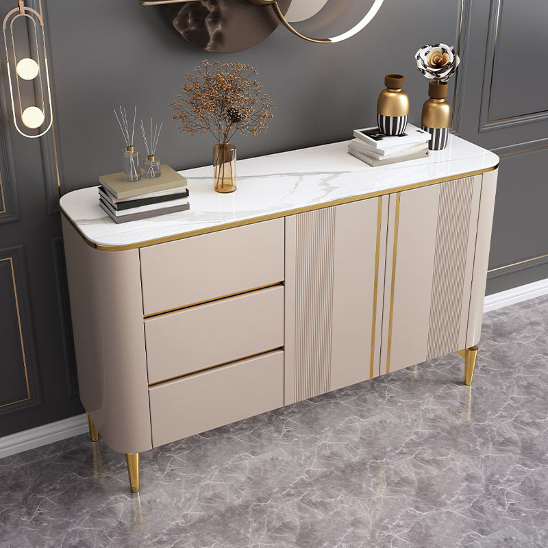 Stone and Wood Sideboard Cabinet with Drawers Glam Sideboard Buffet