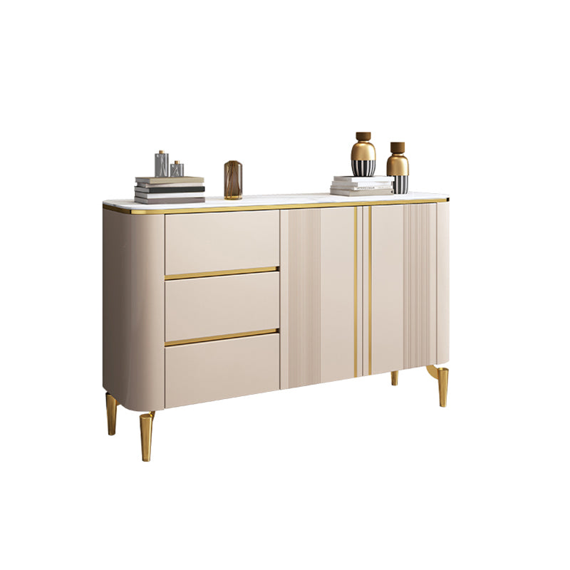 Stone and Wood Sideboard Cabinet with Drawers Glam Sideboard Buffet