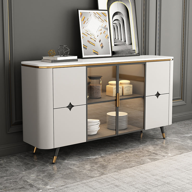 Glam Sideboard Cabinet with Drawers Beige Sideboard Table for Kitchen