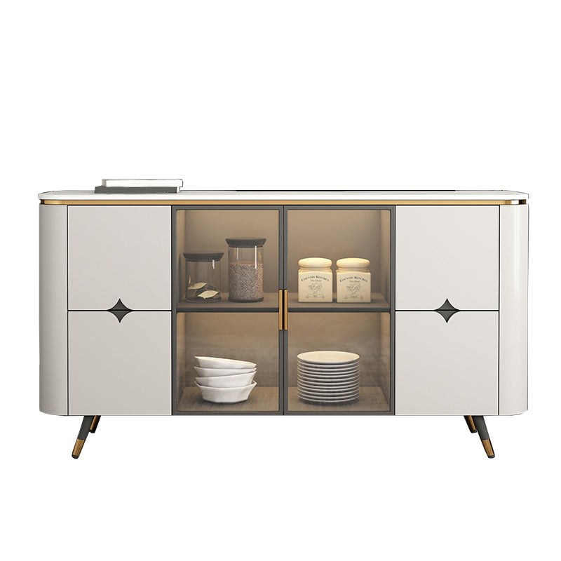 Glam Sideboard Cabinet with Drawers Beige Sideboard Table for Kitchen