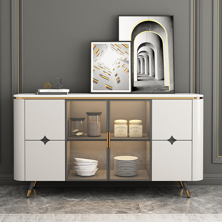 Glam Sideboard Cabinet with Drawers Beige Sideboard Table for Kitchen