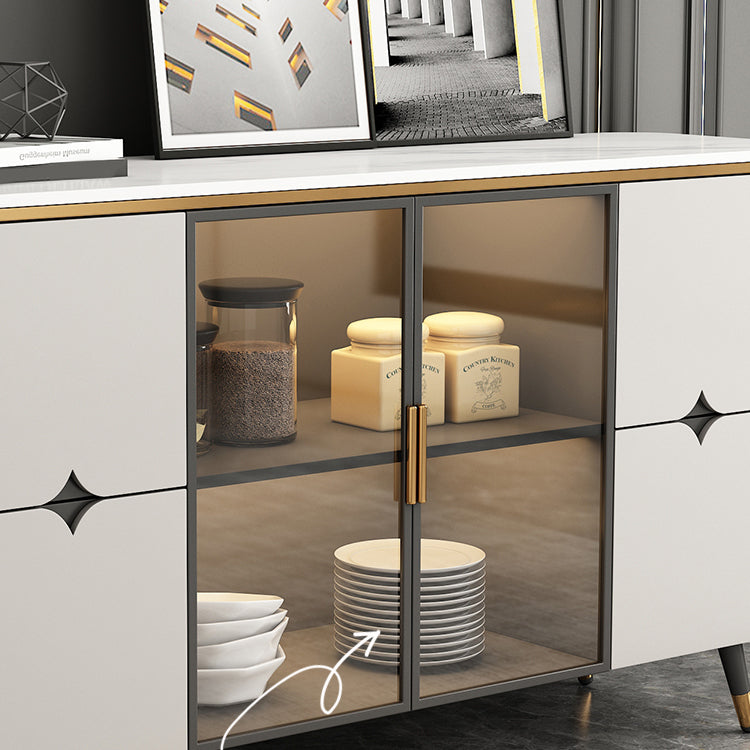 Glam Sideboard Cabinet with Drawers Beige Sideboard Table for Kitchen