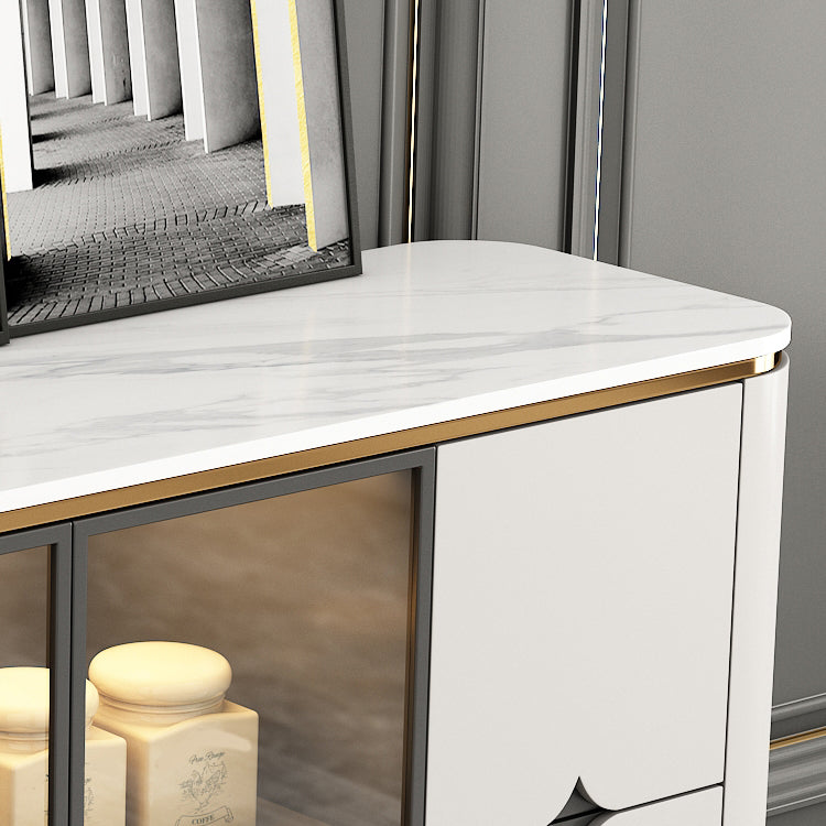 Glam Sideboard Cabinet with Drawers Beige Sideboard Table for Kitchen