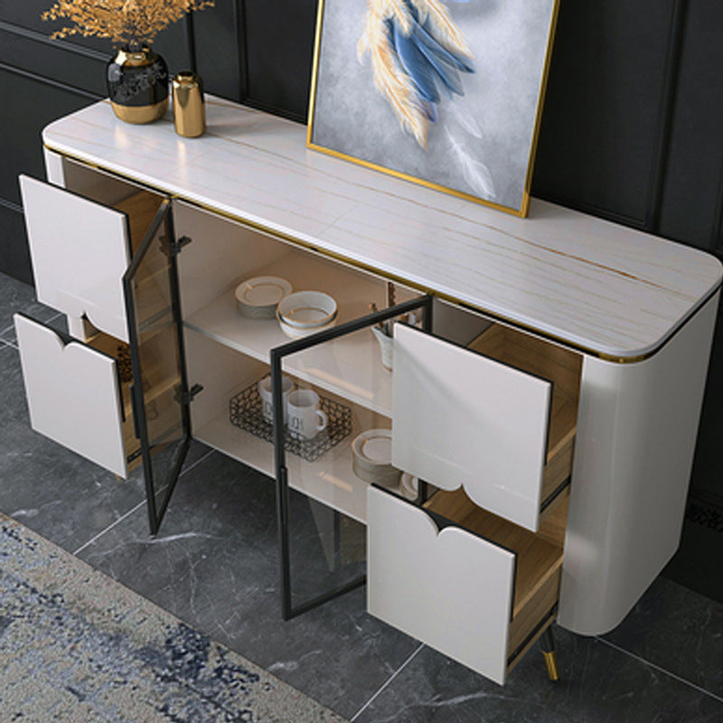 Glam Sideboard Cabinet with Drawers Beige Sideboard Table for Kitchen