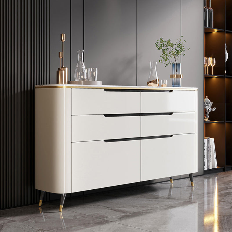 Glam Sideboard Table with Drawers Stone and Wood Dining Server for Kitchen