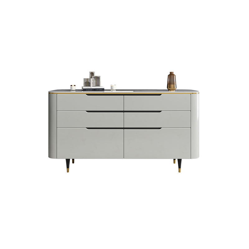 Glam Sideboard Table with Drawers Stone and Wood Dining Server for Kitchen