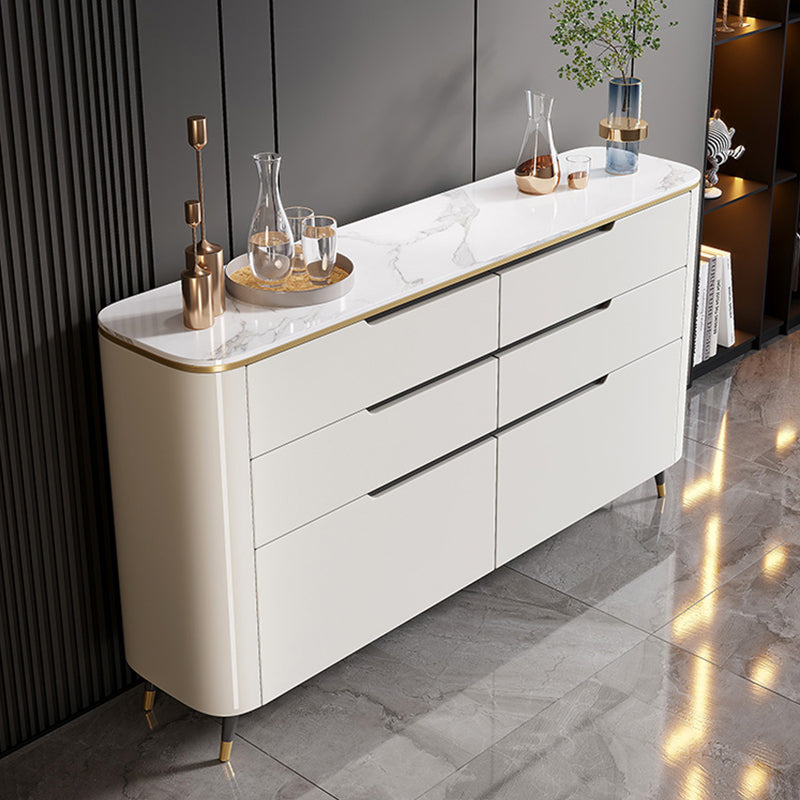 Glam Sideboard Table with Drawers Stone and Wood Dining Server for Kitchen