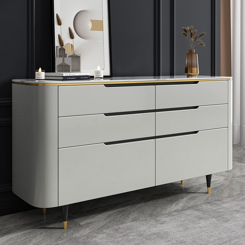 Glam Sideboard Table with Drawers Stone and Wood Dining Server for Kitchen