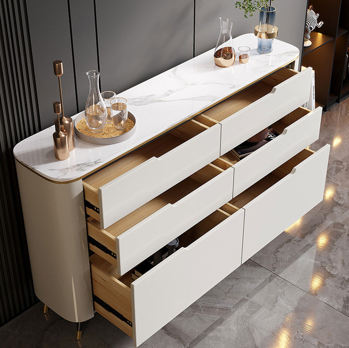 Glam Sideboard Table with Drawers Stone and Wood Dining Server for Kitchen