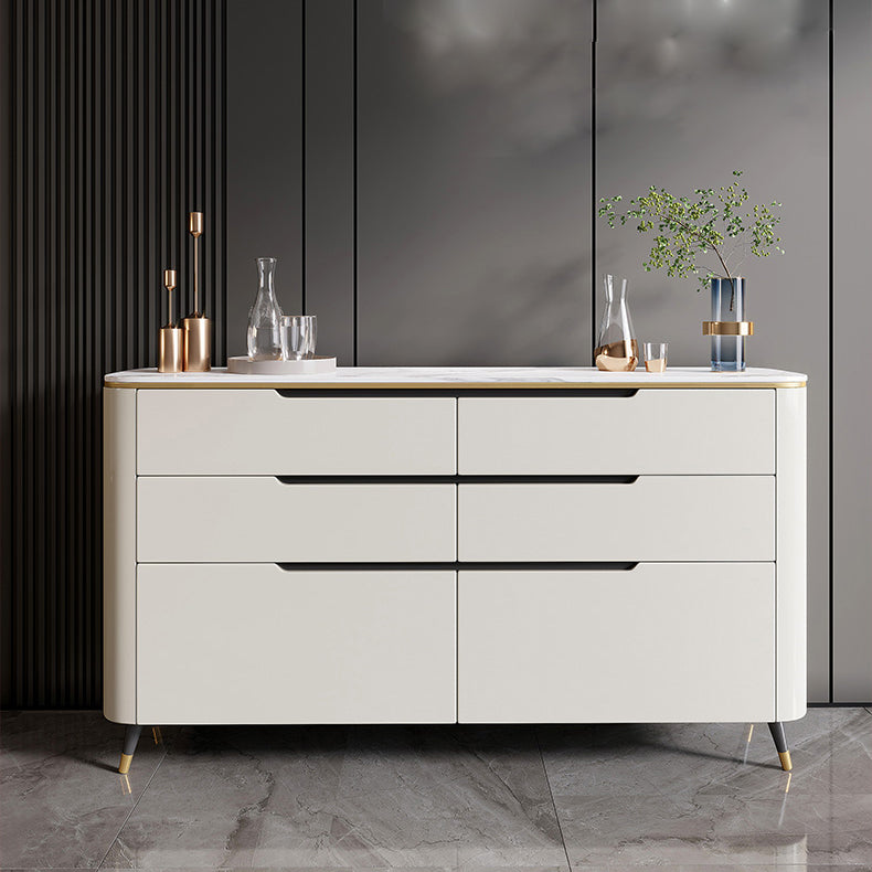 Glam Sideboard Table with Drawers Stone and Wood Dining Server for Kitchen