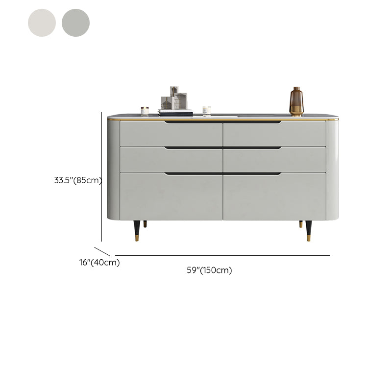 Glam Sideboard Table with Drawers Stone and Wood Dining Server for Kitchen