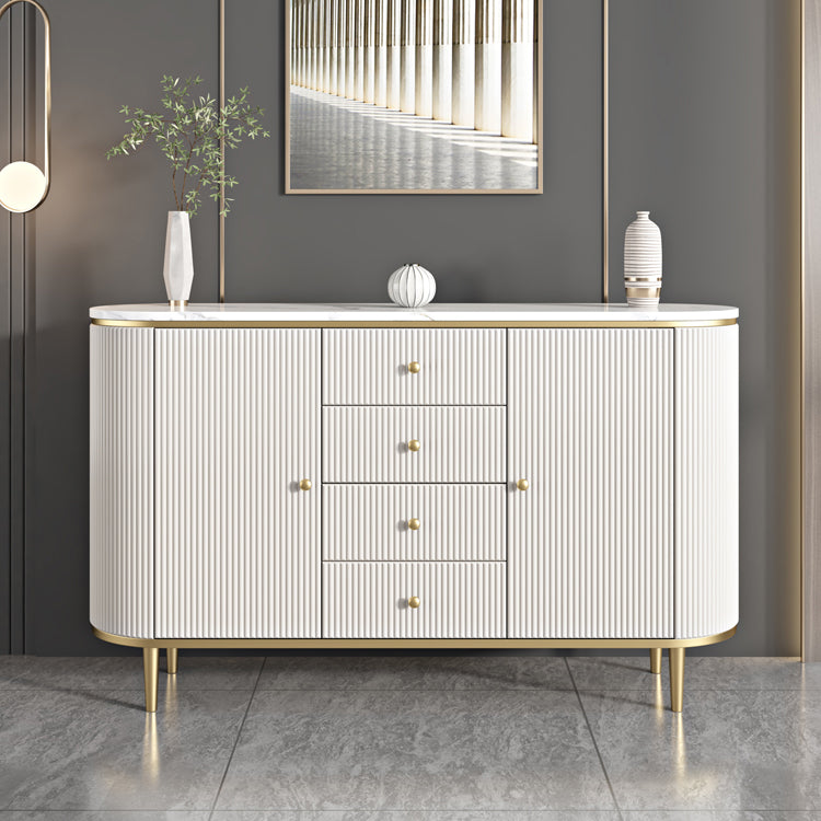 White Sideboard Cabinet with Drawers Stone and Wood Sideboard Table