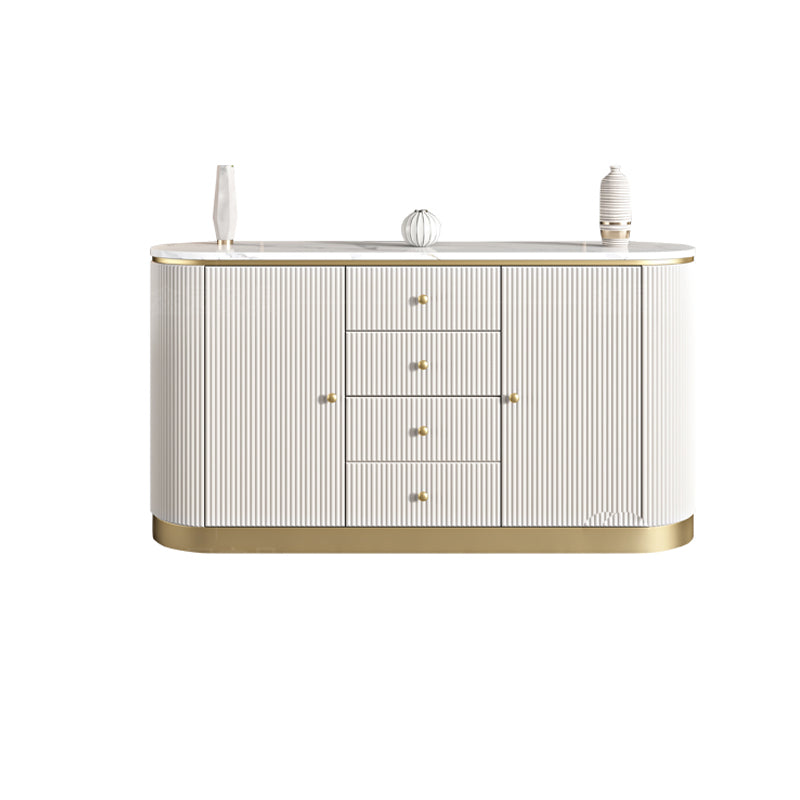 White Sideboard Cabinet with Drawers Stone and Wood Sideboard Table